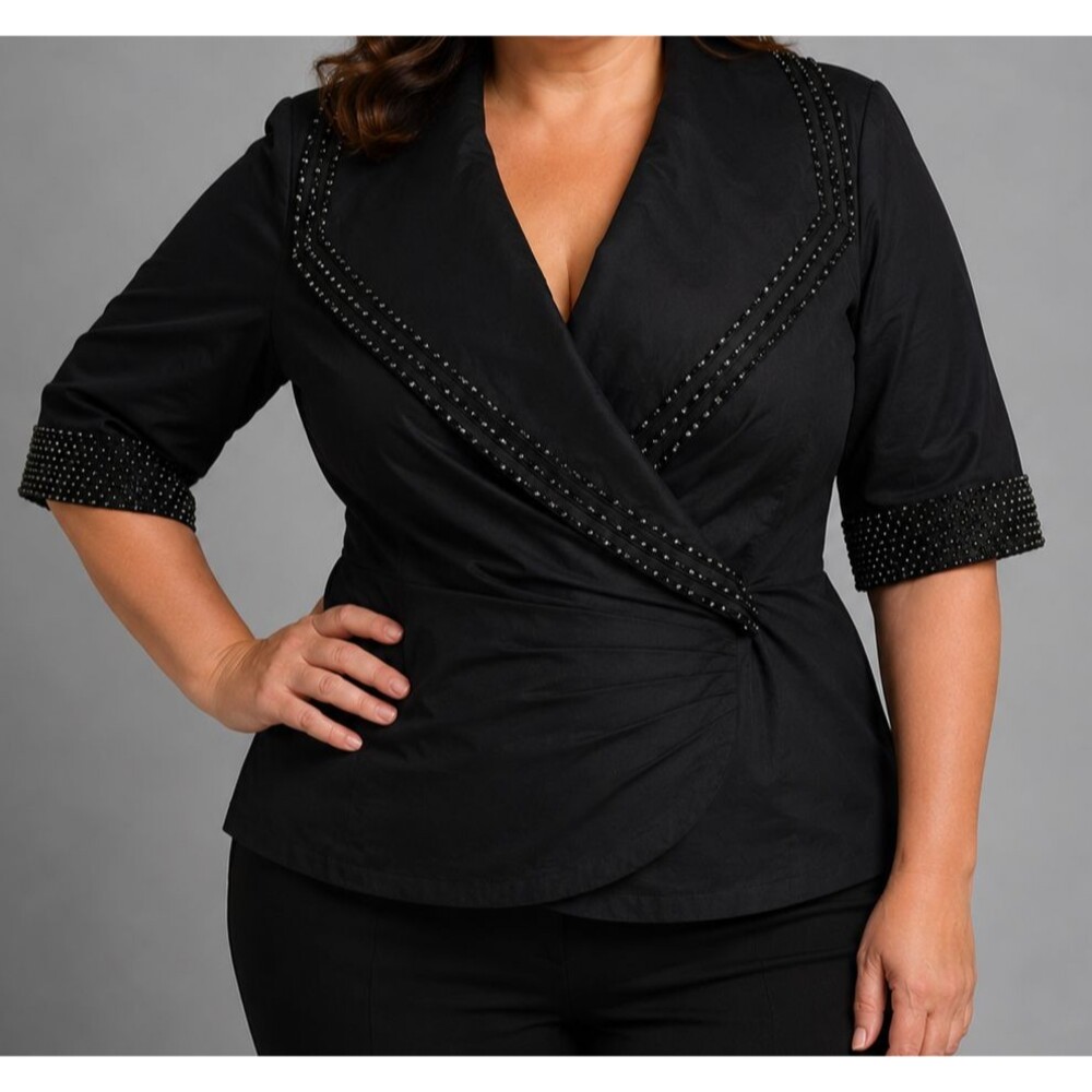 Vintage Cache Wrap Blazer Womens Sz 16 Sequined and Beaded Classic!